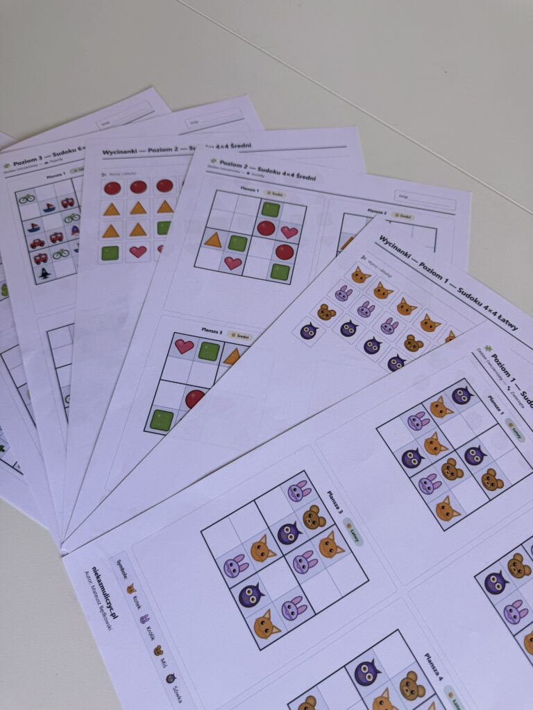 darmowe Sudoku obrazkowe pdf dla dzieci