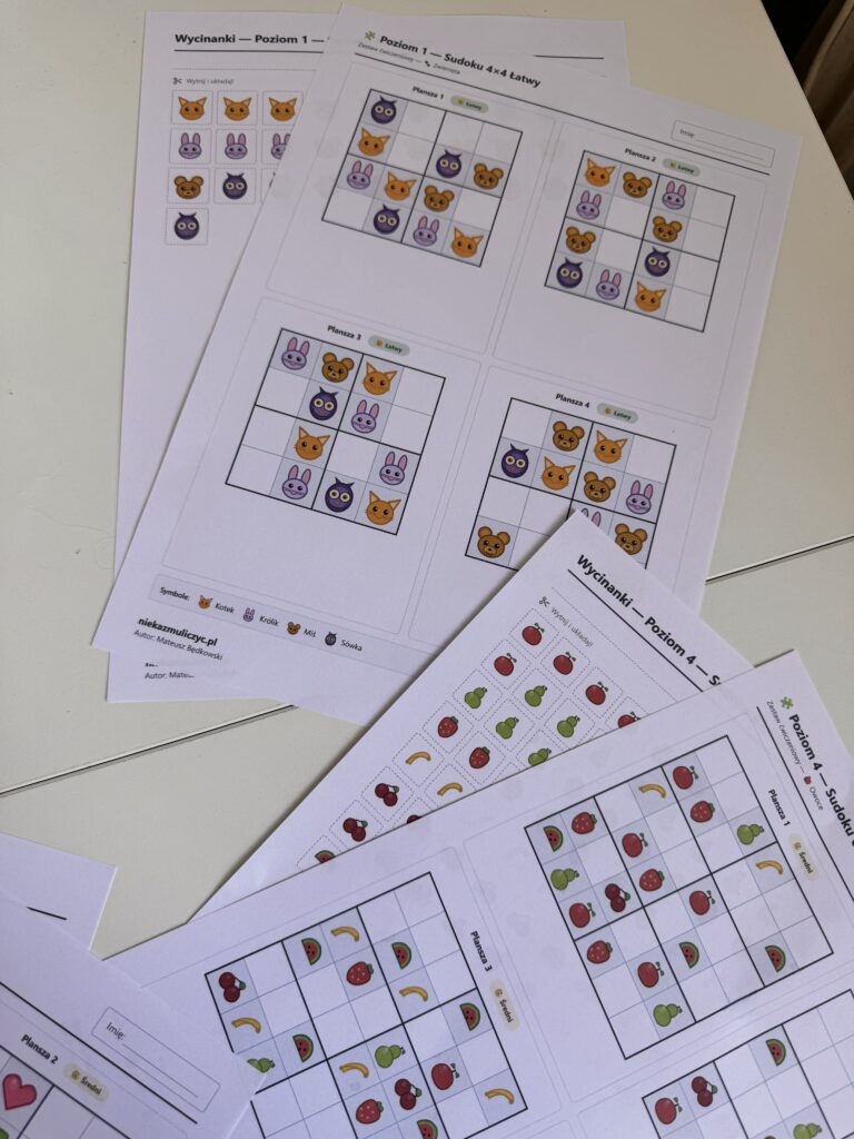 darmowe sudoku dla dzieci do druku pdf obrazkowe