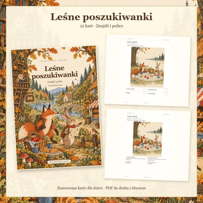 Leśne poszukiwanki — okładka, karta i oznaczony klucz wydania 2.1