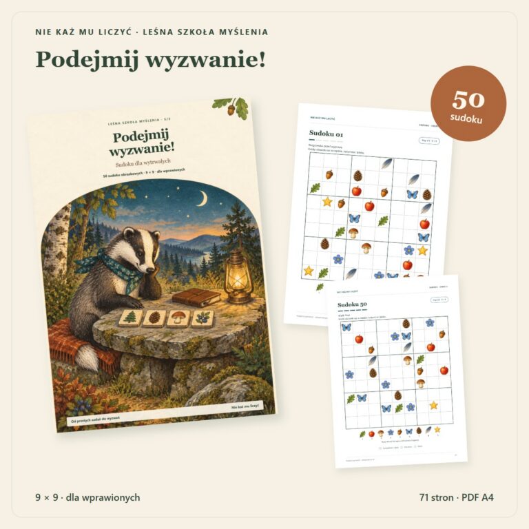 Podejmij wyzwanie! — okładka i przykładowe sudoku, 71 stron z wycinankami