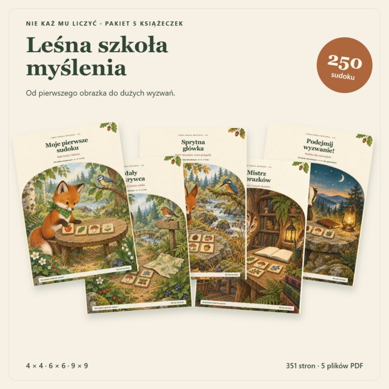Leśna szkoła myślenia — pakiet pięciu książeczek, 351 stron z wycinankami
