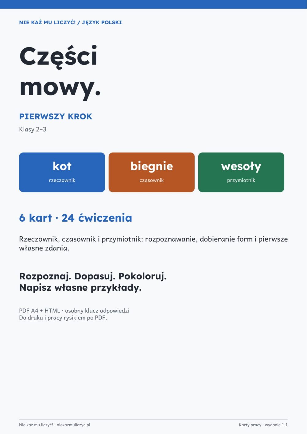Części mowy – klasy 2–3