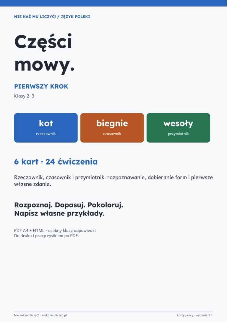 Części mowy – klasy 2–3