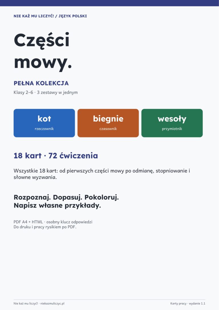 Części mowy – pełna kolekcja