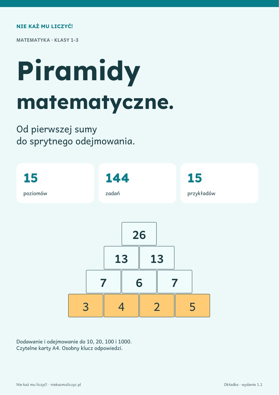 Piramidy matematyczne — płatny zestaw PDF z 15 poziomami
