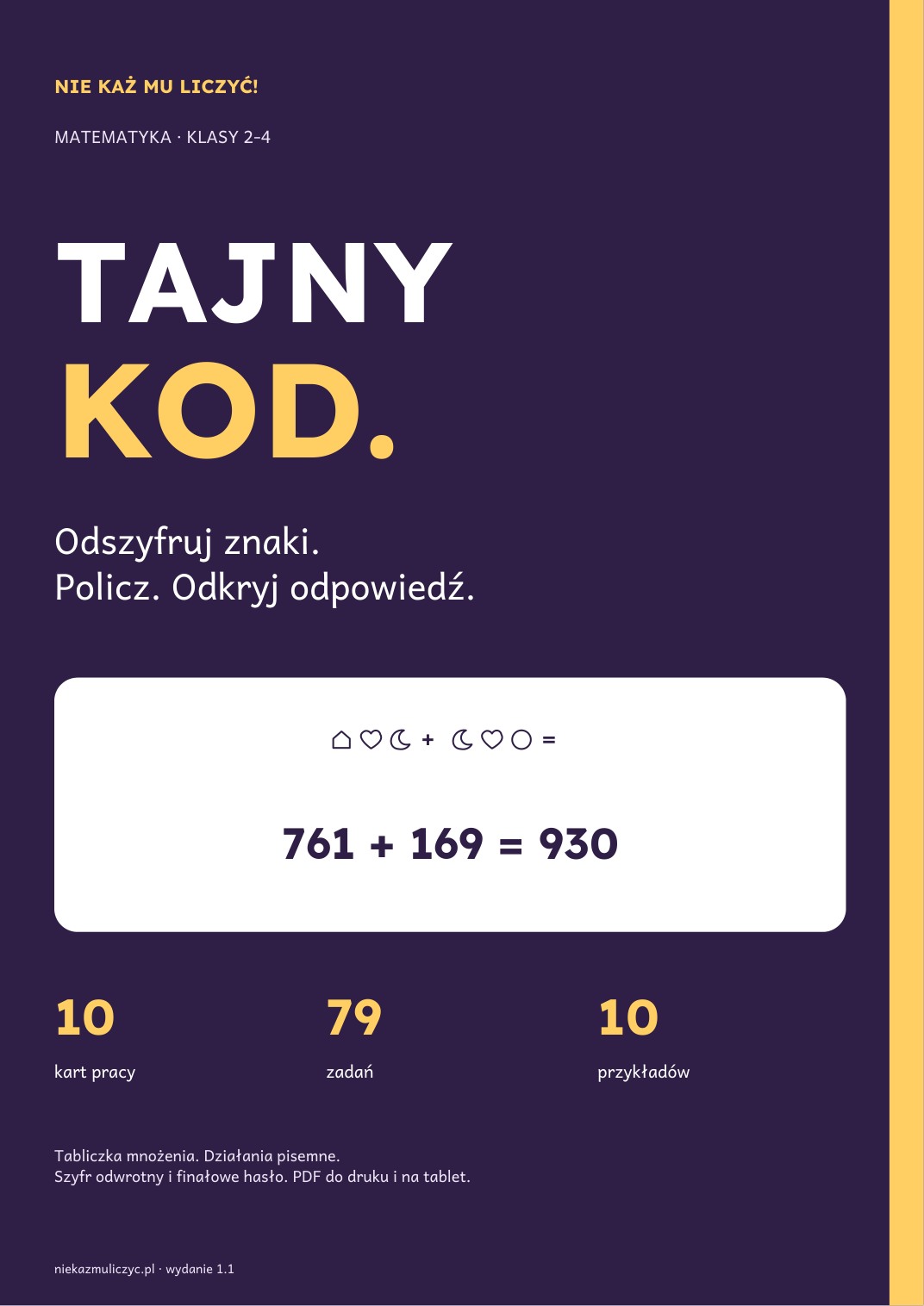 Tajny kod — okładka zestawu szyfrów matematycznych dla klas 2–4