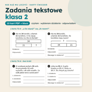 Zadania tekstowe klasa 2 – przykładowe karty pracy PDF