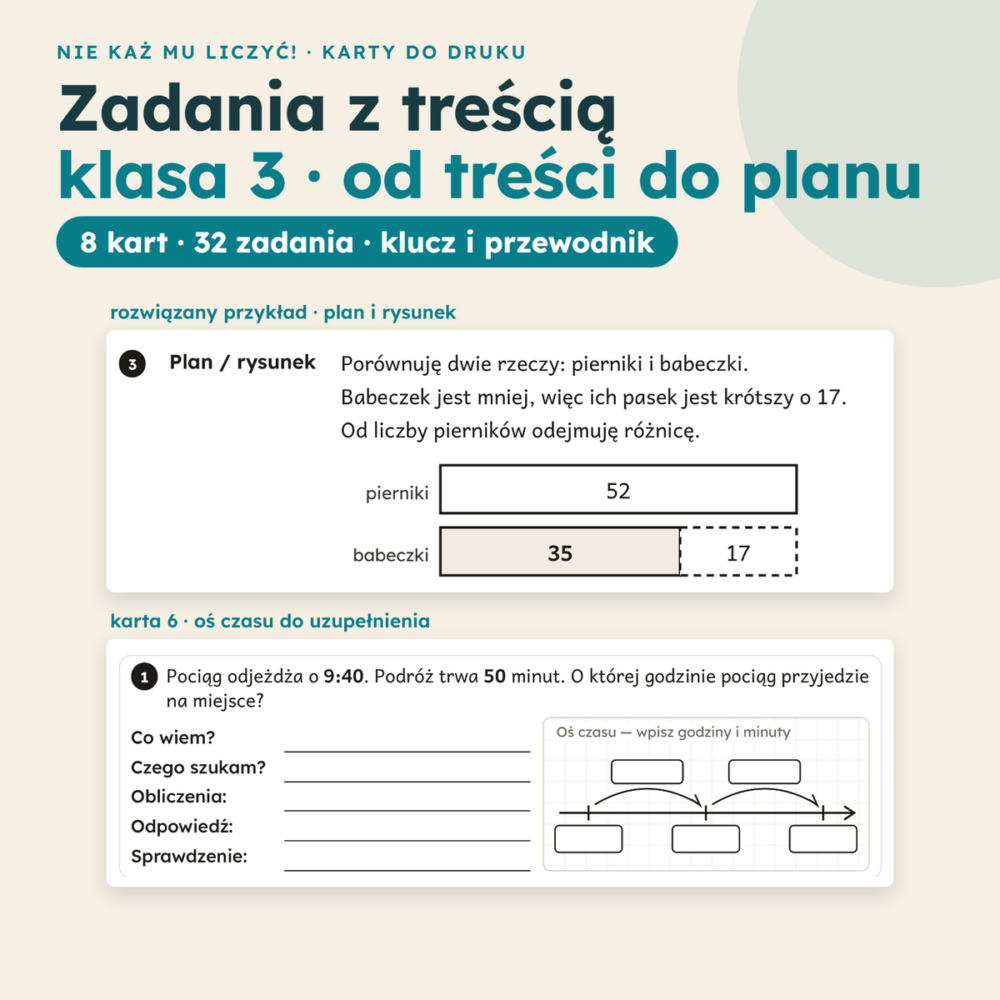 Zadania z treścią klasa 3 – przykładowy plan rozwiązania i karta pracy PDF