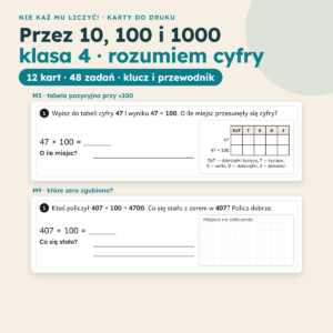 Mnożenie i dzielenie przez 10, 100 i 1000 – przykładowe zadania z kart M3 i M9