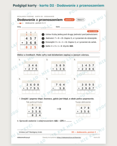 Działania pisemne krok po kroku – 12 kart PDF — przykładowa karta pracy 1