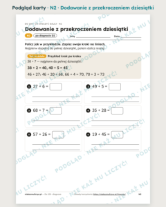 Dodawanie i odejmowanie do 100 – karty obserwacji i ćwiczeń PDF — przykładowa karta pracy 2