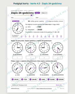 Zegar krok po kroku – 16 kart PDF — przykładowa karta pracy 2