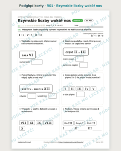 Cyfry rzymskie w praktyce – 12 kart pracy PDF z kluczem — przykładowa karta pracy 1