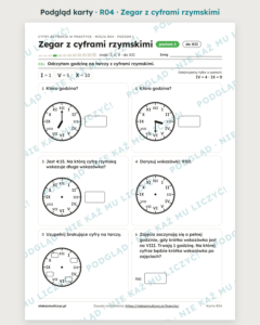 Cyfry rzymskie w praktyce – 12 kart pracy PDF z kluczem — przykładowa karta pracy 2