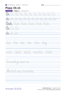 Strona z dwuznakiem Ch ch w liniaturze w trzy linie