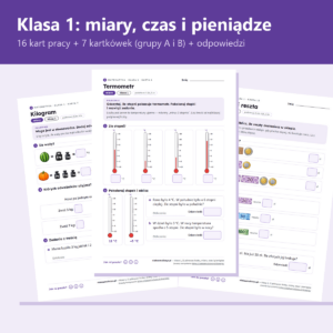 Klasa 1: miary, czas i pieniądze — karty pracy PDF