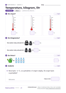 Kartkówka klasa 1: temperatura, kilogram, litr
