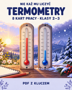 Okładka: Termometry, klasy 2–3 — 8 kart pracy PDF z kluczem