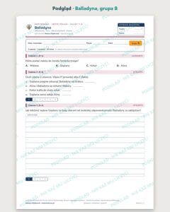 „Balladyna” — kartkówka z lektury, klasy 7–8, grupy A–E — podgląd, grupa B