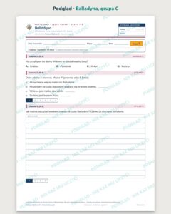 „Balladyna” — kartkówka z lektury, klasy 7–8, grupy A–E — podgląd, grupa C