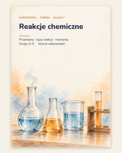 Reakcje chemiczne — kartkówka z chemii, klasa 7, grupy A–E — okładka