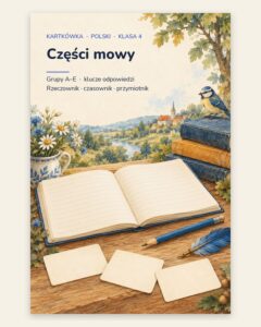 Części mowy — kartkówka z polskiego, klasa 4, grupy A–E — okładka