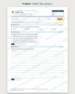 „Dedal i Ikar” — kartkówka z lektury, klasy 4–6, grupy A–E — podgląd, grupa C