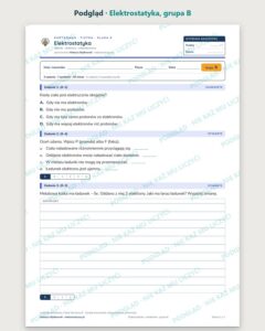 Elektrostatyka — kartkówka z fizyki, klasa 8, grupy A–E — podgląd, grupa B