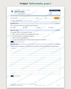 Elektrostatyka — kartkówka z fizyki, klasa 8, grupy A–E — podgląd, grupa C
