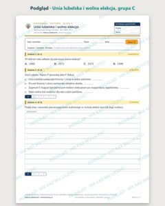 Unia lubelska i wolna elekcja — kartkówka, klasa 6, grupy A–E — podgląd, grupa C