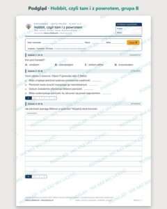„Hobbit, czyli tam i z powrotem” — kartkówka, klasy 4–6, grupy A–E — podgląd, grupa B