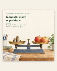 Jednostki masy — kartkówka z matematyki, klasa 4, grupy A–E — okładka