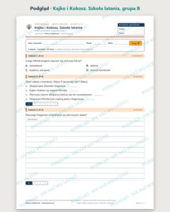 „Kajko i Kokosz. Szkoła latania” — kartkówka, klasy 4–6, grupy A–E — podgląd, grupa B