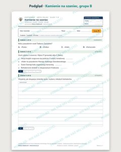 „Kamienie na szaniec” — kartkówka z lektury, klasy 7–8, grupy A–E — podgląd, grupa B