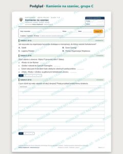 „Kamienie na szaniec” — kartkówka z lektury, klasy 7–8, grupy A–E — podgląd, grupa C