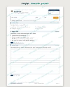 „Katarynka” — kartkówka z lektury, klasy 5–8, grupy A–E — podgląd, grupa B
