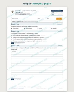 „Katarynka” — kartkówka z lektury, klasy 5–8, grupy A–E — podgląd, grupa C