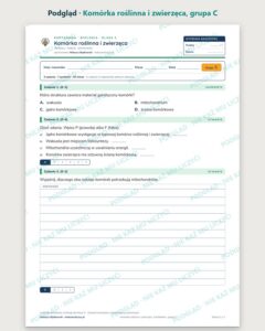Komórka roślinna i zwierzęca — kartkówka, klasa 5, grupy A–E — podgląd, grupa C