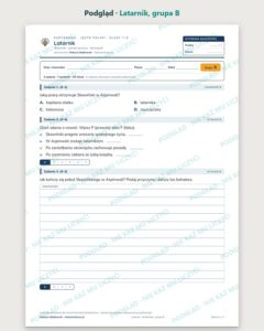 „Latarnik” — kartkówka z lektury, klasy 7–8, grupy A–E — podgląd, grupa B