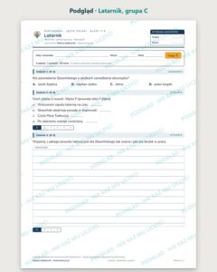 „Latarnik” — kartkówka z lektury, klasy 7–8, grupy A–E — podgląd, grupa C