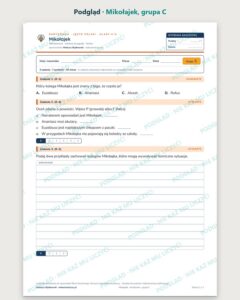 „Mikołajek” — kartkówka z lektury, klasy 4–6, grupy A–E — podgląd, grupa C
