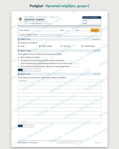 „Opowieść wigilijna” — kartkówka z lektury, klasy 7–8, grupy A–E — podgląd, grupa C