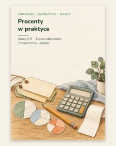 Procenty — kartkówka z matematyki, klasa 7, grupy A–E — okładka