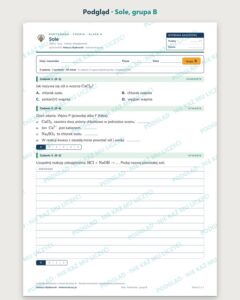 Sole — kartkówka z chemii, klasa 8, grupy A–E — podgląd, grupa B