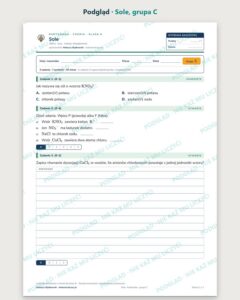 Sole — kartkówka z chemii, klasa 8, grupy A–E — podgląd, grupa C