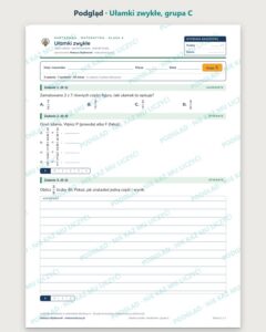 Ułamki zwykłe — kartkówka z matematyki, klasa 4, grupy A–E — podgląd, grupa C