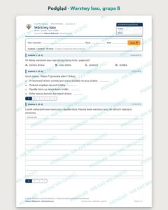 Warstwy lasu — kartkówka z przyrody, klasa 4, grupy A–E — podgląd, grupa B