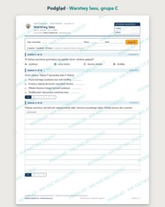 Warstwy lasu — kartkówka z przyrody, klasa 4, grupy A–E — podgląd, grupa C