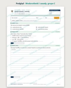 Wodorotlenki i zasady — kartkówka z chemii, klasa 8, grupy A–E — podgląd, grupa C