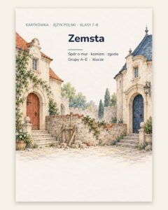 „Zemsta” — kartkówka z lektury, klasy 7–8, grupy A–E — okładka
